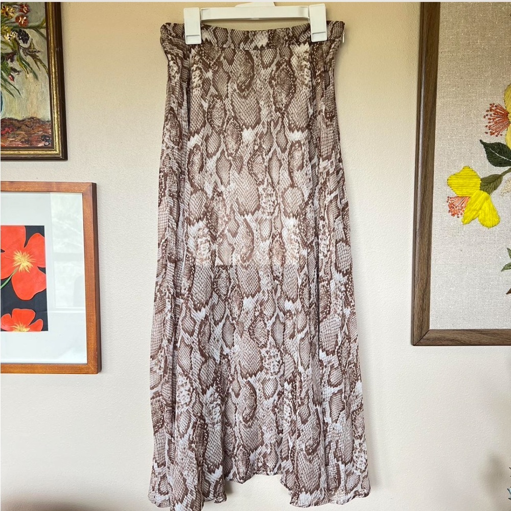 Snakeskin Print Midi Skirt